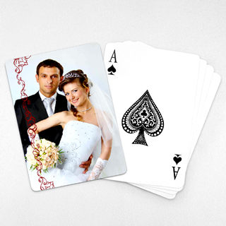 Wedding Photo Playing Cards – Cranberry Lace